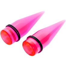 Load image into Gallery viewer, Lightweight Translucent Pink Acrylic Straight Taper Set 14mm to 20mm
