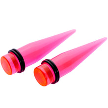 Load image into Gallery viewer, Lightweight Translucent Pink Acrylic Straight Taper Set 14mm to 20mm

