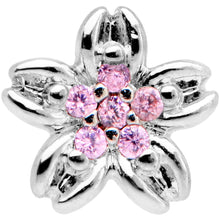 Load image into Gallery viewer, 16G 1/4 Pink Gem Center Flower Cartilage Tragus Earring
