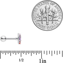 Load image into Gallery viewer, 16G 1/4 Red Pink Blue CZ Gem Crescent Moon Cartilage Tragus Earring
