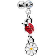 将图片加载到图库查看器，16G 1/4 Clear Gem Ladybug Dangle Cartilage Tragus
