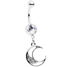 将图片加载到图库查看器，Clear Gem Moon Star Magic Dangle Belly Ring Set of 2

