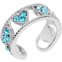 Load image into Gallery viewer, Aqua Gem Ring of Hearts Non Pierced Ear Cuff
