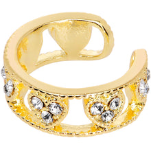 Load image into Gallery viewer, Clear Gem Gold Tone Ring of Hearts Non Pierced Ear Cuff
