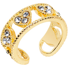 Load image into Gallery viewer, Clear Gem Gold Tone Ring of Hearts Non Pierced Ear Cuff
