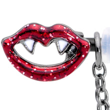 Load image into Gallery viewer, 14G 5/8 Black Vampire Kiss Chain Dangle Barbell Nipple Ring Set
