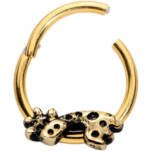 Load image into Gallery viewer, 16G 3/8  Gold Tone Happy Giraffe Hinged Segment Ring
