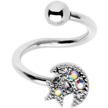 Load image into Gallery viewer, 14G 3/8 Stainless Steel Moon Star Spiral Twister Belly Ring

