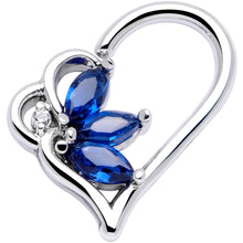 将图片加载到图库查看器，16G 3/8 Blue Gem Half Heart Right Ear Closure Ring
