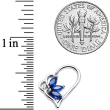 将图片加载到图库查看器，16G 3/8 Blue Gem Half Heart Right Ear Closure Ring
