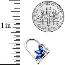 将图片加载到图库查看器，16G 3/8 Blue Gem Half Heart Left Ear Closure Ring
