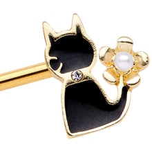 Load image into Gallery viewer, 14G Clear Gem Gold Tone Cat Fish Industrial Barbell 38mm
