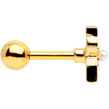 Load image into Gallery viewer, 16G 1/4 Gold Tone Flower Black Cat Cartilage Tragus Earring
