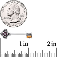 Load image into Gallery viewer, 14G 9/16  Red Brown Gem Kings Key Barbell Nipple Ring Set
