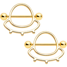 将图片加载到图库查看器，14G 9/16 Gold Tone Outer Space UFO Nipple Shield Set
