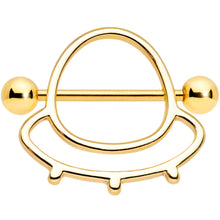 将图片加载到图库查看器，14G 9/16 Gold Tone Outer Space UFO Nipple Shield Set
