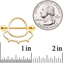 将图片加载到图库查看器，14G 9/16 Gold Tone Outer Space UFO Nipple Shield Set
