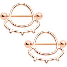 Load image into Gallery viewer, 14G 9/16 Rose Gold Tone Outer Space UFO Nipple Shield Set
