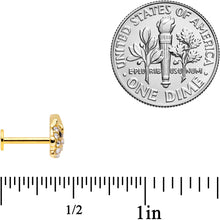 Load image into Gallery viewer, 16G 5/16 Clear Black Gem Gold Tone Flying Pig Labret Tragus
