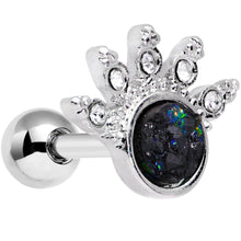 Load image into Gallery viewer, 16G 1/4 Blue Faux Druzy Clear Gem Crest Cartilage Tragus Earring
