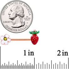 Load image into Gallery viewer, 14G 9/16 Yellow Gem Rose Gold Tone Strawberry Nipple Ring Set
