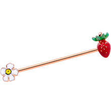 Load image into Gallery viewer, 14G Yellow Gem Rose Gold Tone Berry Industrial Barbell 38mm

