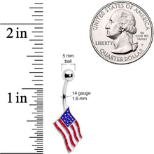 Load image into Gallery viewer, Red White Blue USA American Flag Patriotic Belly Ring
