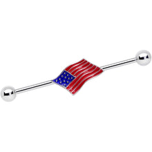 将图片加载到图库查看器，14G Red White Blue USA American Flag Industrial Barbell 38mm
