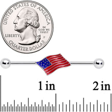 将图片加载到图库查看器，14G Red White Blue USA American Flag Industrial Barbell 38mm
