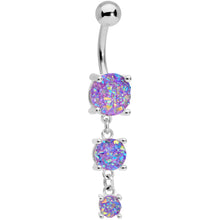 Load image into Gallery viewer, Purple Gem Triple Drop Dangle Belly Ring
