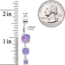Load image into Gallery viewer, Purple Gem Triple Drop Dangle Belly Ring
