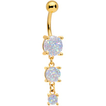 Load image into Gallery viewer, White Gem Gold Tone Triple Drop Dangle Belly Ring
