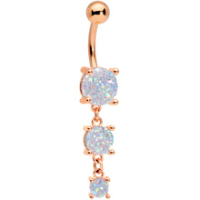 Load image into Gallery viewer, White Gem Rose Gold Tone Triple Drop Dangle Belly Ring
