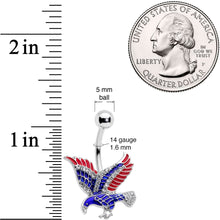 将图片加载到图库查看器，Clear Gem Red Blue Patriotic USA Eagle Belly Ring
