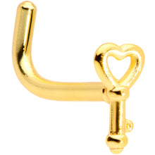 Load image into Gallery viewer, 18G 5/16 Gold Tone Key to Your Heart L Shaped Nose Ring
