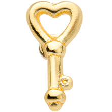 Load image into Gallery viewer, 18G 5/16 Gold Tone Key to Your Heart L Shaped Nose Ring
