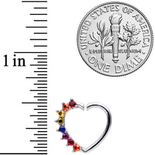 将图片加载到图库查看器，16G 5/16 Rainbow Gem Pride Heart Right Ear Closure Ring
