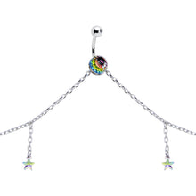 将图片加载到图库查看器，Iridescent Aurora Gem Orb Star Belly Ring Belly Chain
