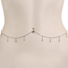 将图片加载到图库查看器，Iridescent Aurora Gem Orb Star Belly Ring Belly Chain
