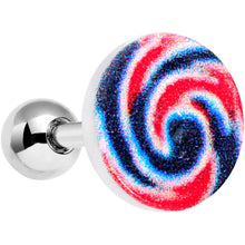Load image into Gallery viewer, 16G 1/4 Red Blue Candy Swirl Cartilage Tragus Earring
