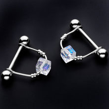 将图片加载到图库查看器，14G 5/8 Clear Gem Cube Dangle Nipple Ring Set
