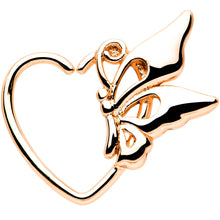 Load image into Gallery viewer, 18G 3/8 Rose Gold Tone Butterfly Heart Left Ear Closure Ring
