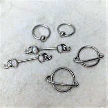 Load image into Gallery viewer, 14G White Faux Opal Elephant BCR Barbell Nipple Ring Set of 4
