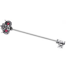Load image into Gallery viewer, 14G Pink Clear Gem Royal Owl Key Industrial Barbell 38mm
