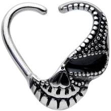 将图片加载到图库查看器，16G 3/8 Skull Face Heart Left Ear Closure Ring
