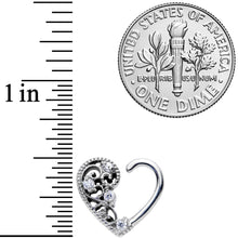 Load image into Gallery viewer, 16G 3/8 Clear CZ Gem Art Deco Right Heart Closure Ring
