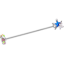 Load image into Gallery viewer, 14G White Faux Opal Beach Sandal Starfish Industrial Barbell 38mm
