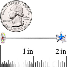 Load image into Gallery viewer, 14G White Faux Opal Beach Sandal Starfish Industrial Barbell 38mm
