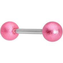 Load image into Gallery viewer, Pink Sandblasted Ball Barbell Tongue Ring
