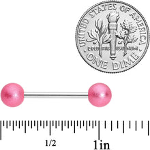 Load image into Gallery viewer, Pink Sandblasted Ball Barbell Tongue Ring
